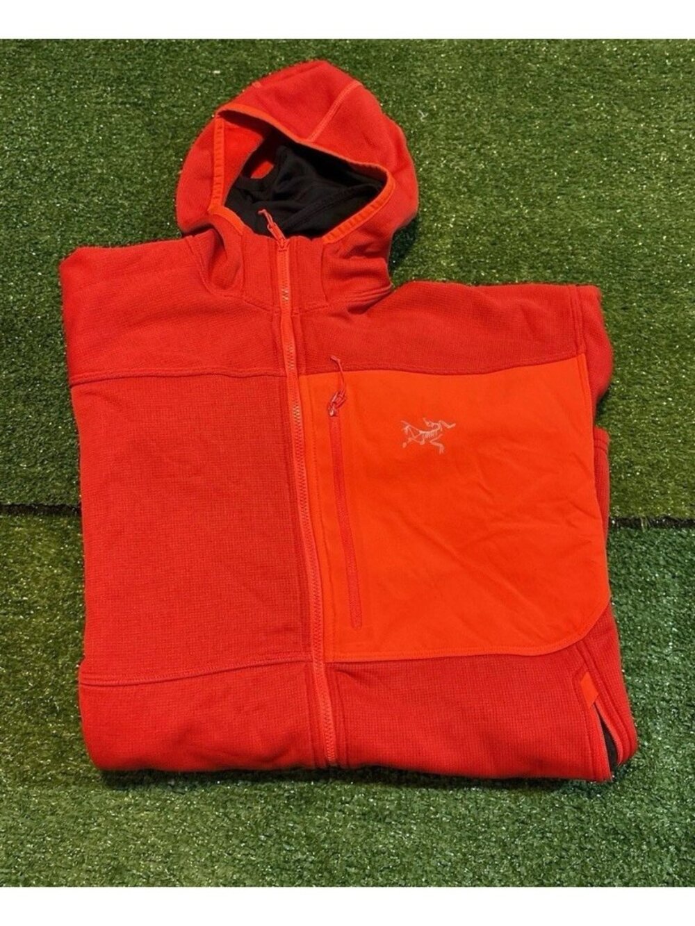 Arcteryx jacket mens XL red orange fortrez hoody 4 way stretch wind resistant